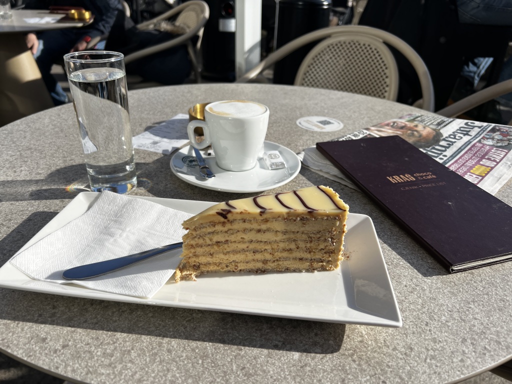 Coffee and cake at Kras in Zagreb, Croatia